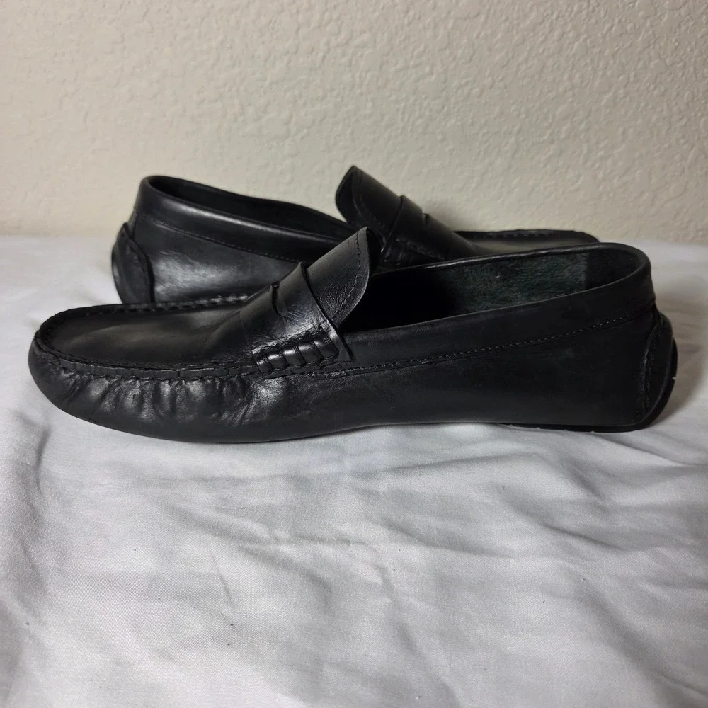 Johnston & Murphy Mens Black Leather Penny Loafer Driving Mocs 59-0365 Size 11M